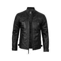 Tall Diamond Men's Black Cafe Racer Biker Jacket