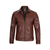 Tall Men Harrington Brown Leather Jacket
