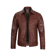 Tall Men Harrington Brown Leather Jacket
