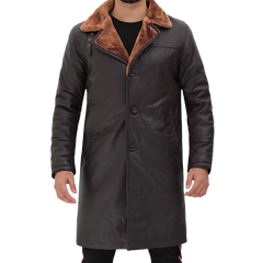 Turlock Men's Dark Brown 3/4 Vintage Shearling Coat