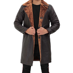 Turlock Men's Dark Brown 3/4 Vintage Shearling Coat