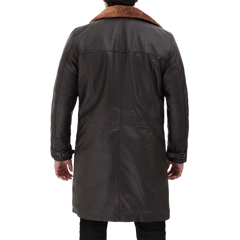 Turlock Men's Dark Brown 3/4 Vintage Shearling Coat