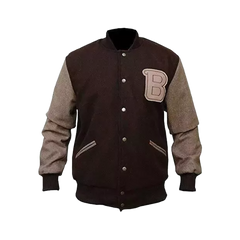 Unisex Appealing Hotline Miami Flight Woolen Bomber Brown Varsity Jacket