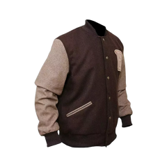 Unisex Appealing Hotline Miami Flight Woolen Bomber Brown Varsity Jacket