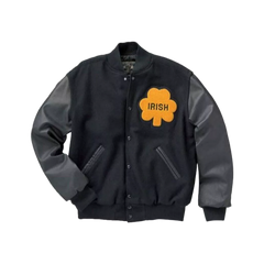University of Notre Dame's Rudy Irish Varsity Jacket Wool & Leather Sleeve