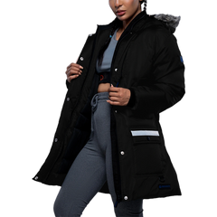 Victoria Womens Black Winter Insulated Puffer Coat