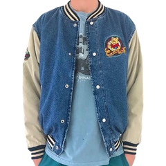 VTG 90’s DISNEY Store Winnie The Pooh Loyal True Denim Bomber Varsity Jacket