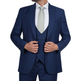 Vollmer Men's Blue Peak Lapel Three Piece Suit