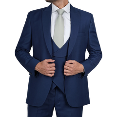 Vollmer Men's Blue Peak Lapel Three Piece Suit