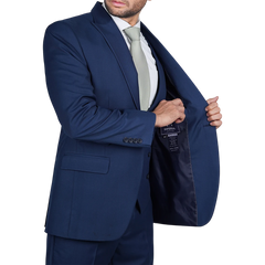 Vollmer Men's Blue Peak Lapel Three Piece Suit