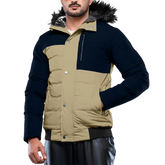 Walter Mens Beige and Blue Duck Down Insulated Jacket