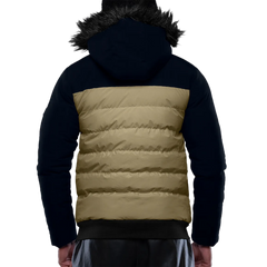 Walter Mens Beige and Blue Duck Down Insulated Jacket