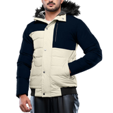 Walter Mens Cream and Blue Duck Down Insulated Jacket