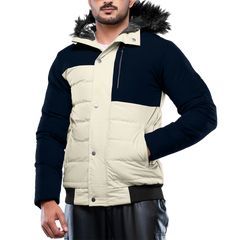 Walter Mens Cream and Blue Duck Down Insulated Jacket