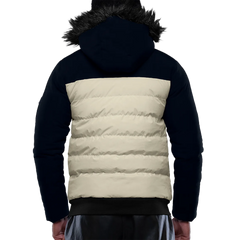 Walter Mens Cream and Blue Duck Down Insulated Jacket