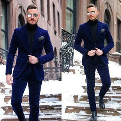 Warren Men's Royal Blue Two Piece Velvet Tuxedo