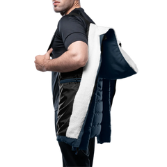 Wilfred Blue Puffer Men Sherpa Jacket with Hood