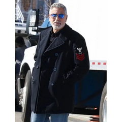 Wolves George Clooney Black Peacoat