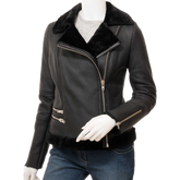 Women’s Black Shearling Biker Jacket