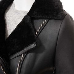 Women’s Black Shearling Biker Jacket