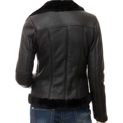 Women’s Black Shearling Biker Jacket