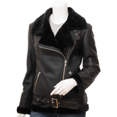 Women’s Black Shearling Biker Jacket