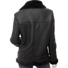 Women’s Black Shearling Biker Jacket