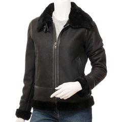 Women’s Black Shearling Bomber Jacket