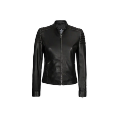 Women's Cafe Racer Black Leather Jacket
