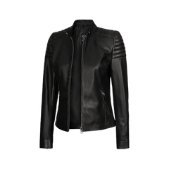 Women's Cafe Racer Black Leather Jacket
