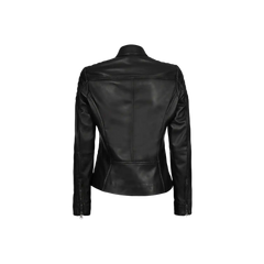 Women Cafe Racer Black Leather Jacket