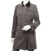 Women’s Grey Shearling Trench Coat