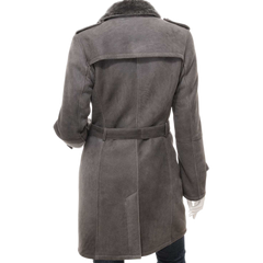 Women’s Grey Shearling Trench Coat