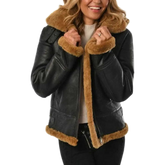 Women’s Hoodie RAF Aviator B3 Sheepskin Real Shearling Leather Bomber Jacket
