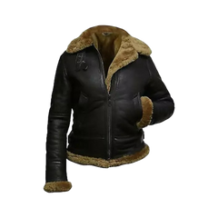 Women’s Hoodie RAF Aviator B3 Sheepskin Real Shearling Leather Bomber Jacket