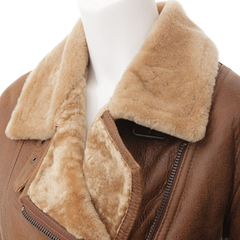 Women’s Tan Bomber Sheepskin Leather Flying Jacket