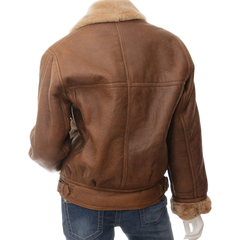 Women’s Tan Bomber Sheepskin Leather Jacket