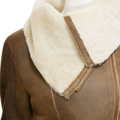 Women’s Tan Bomber Sheepskin Leather Jacket