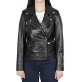 Women's Asymmetrical Black Real Leather Biker Jacket