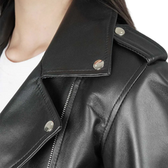 Women's Asymmetrical Black Real Leather Biker Jacket