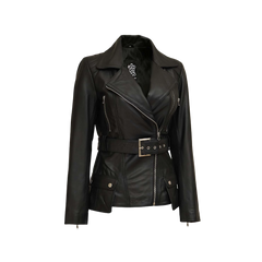 Women's Asymmetrical Black Leather Jacket