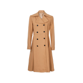 Women's Beige Double-Breasted Wool Overcoat