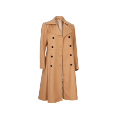 Women's Beige Double-Breasted Wool Overcoat