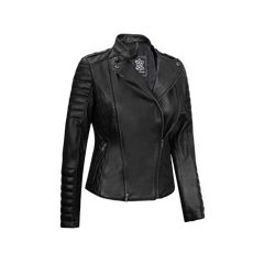Women's Biker Asymmetrical Black Leather Jacket