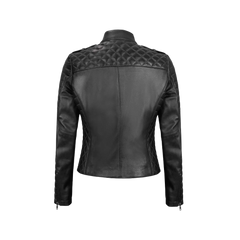 Women's Biker Asymmetrical Black Leather Jacket