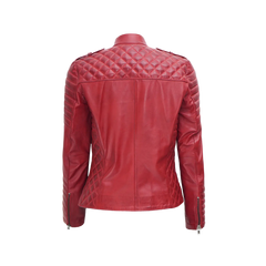 Women's Biker Asymmetrical Red Leather Jacket