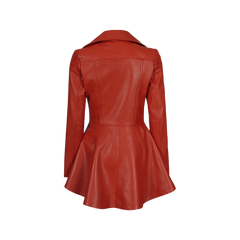 Women's Biker Style Red Leather Peplum Jacket