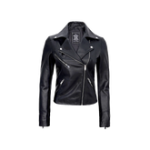 Women's Black Asymmetrical Real Leather Motorcycle Jacket