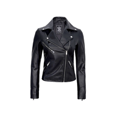 Women's Black Asymmetrical Real Leather Motorcycle Jacket