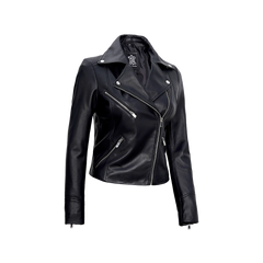 Women's Black Asymmetrical Real Leather Motorcycle Jacket